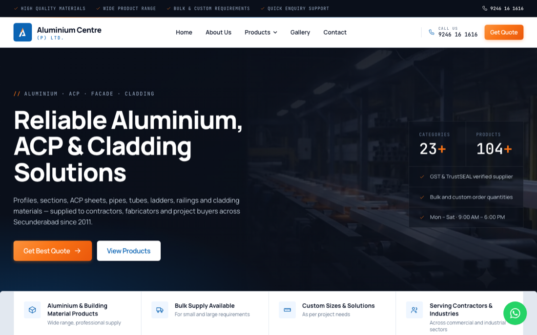 Screenshot of Aluminium Centre