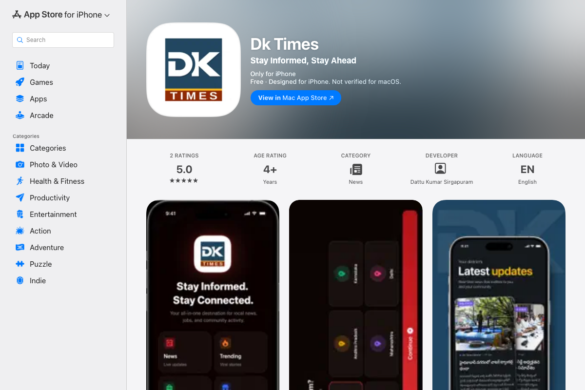 Screenshot of DK Times