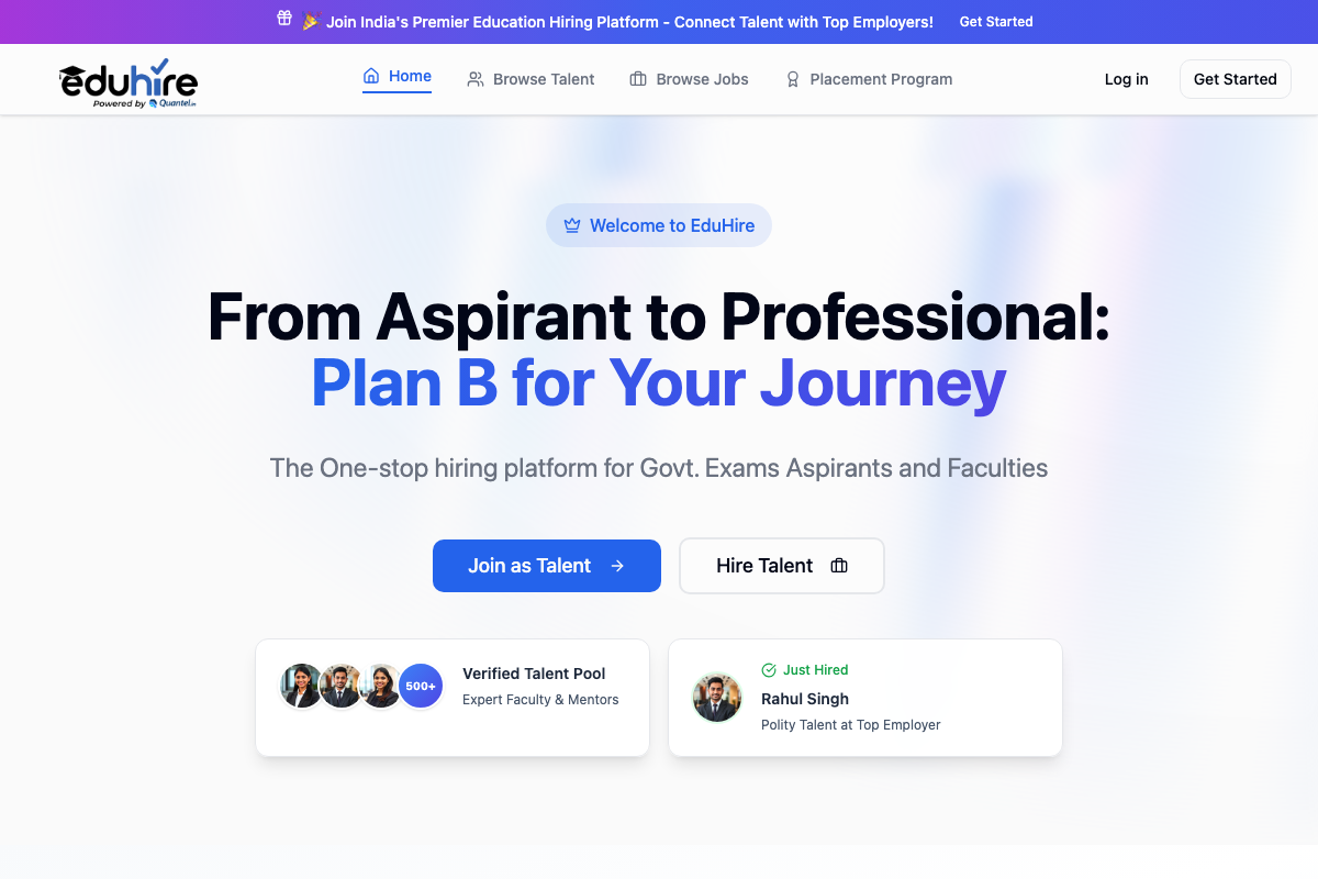Screenshot of EduHire