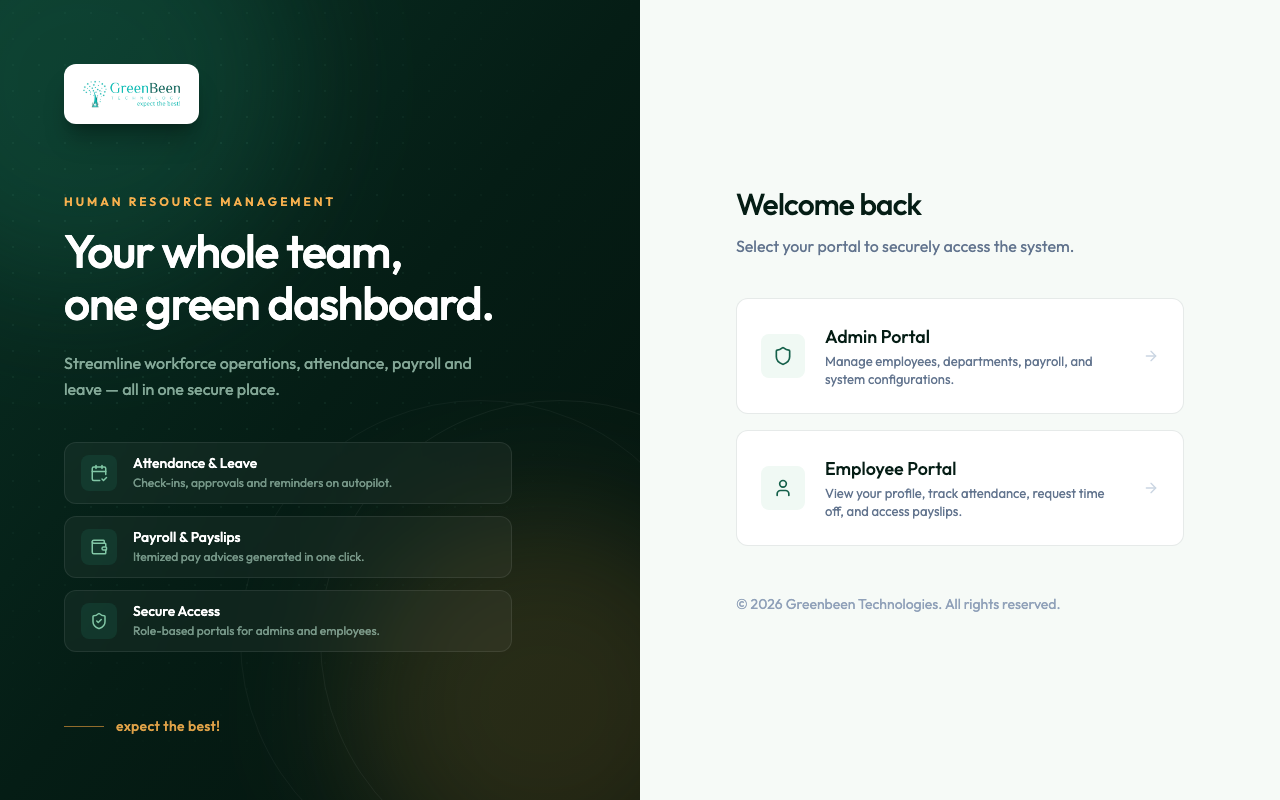 Screenshot of Greenbeen HRMS