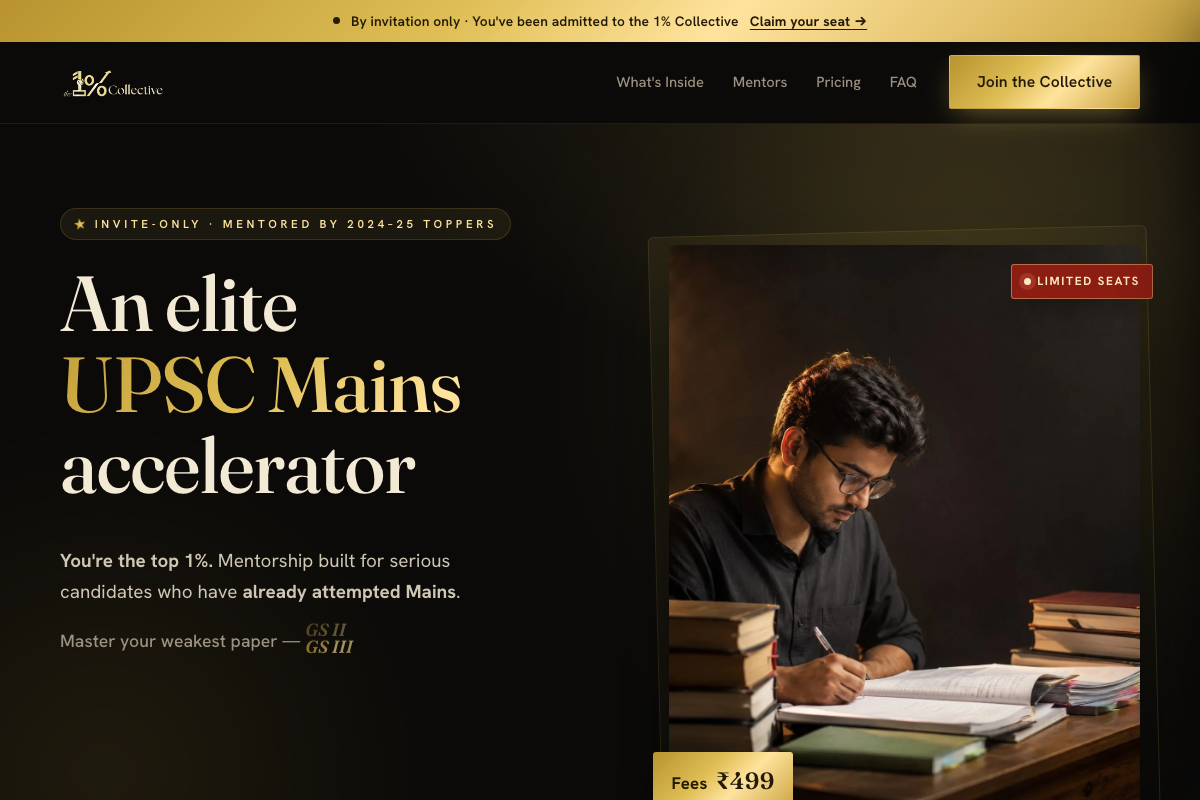 Screenshot of The One Percent Collective